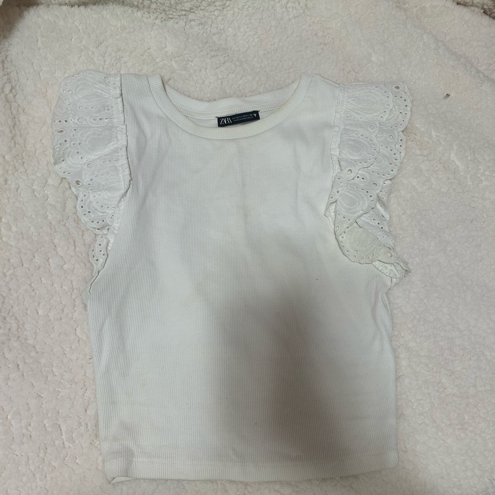 ZARA WHITE EYELET TANK